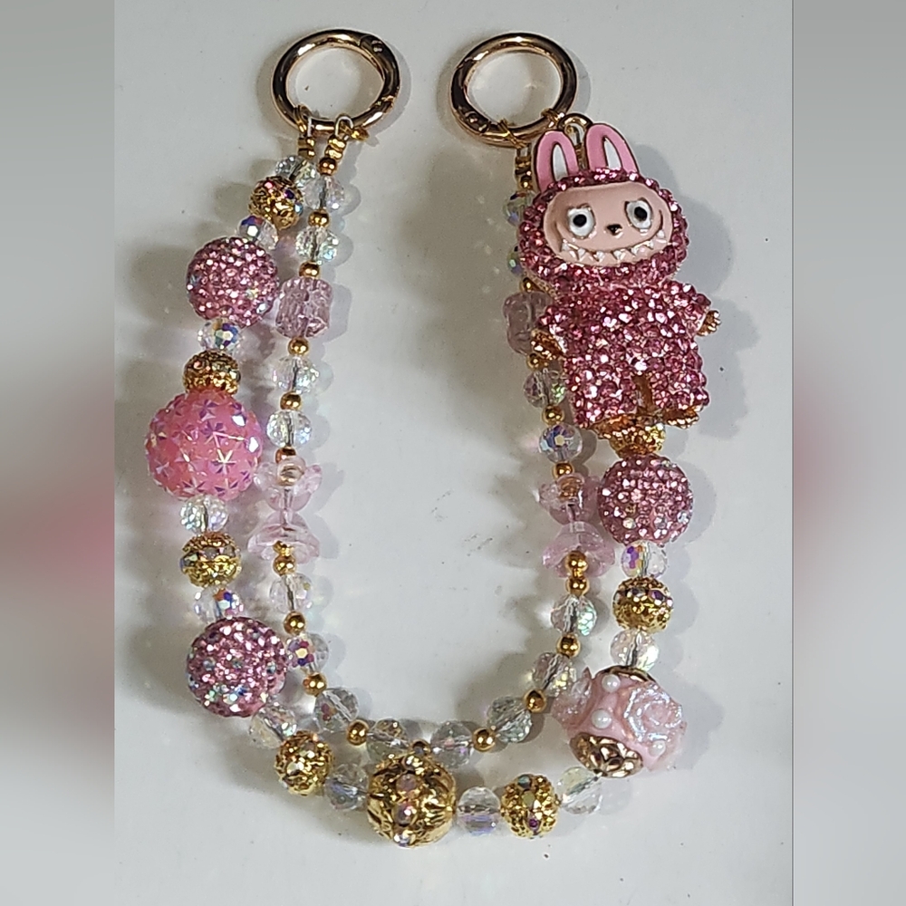 Labubu Pink Beaded Purse Chain NEW